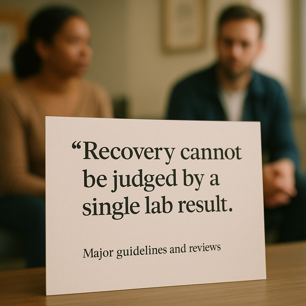 A quote card summarizing the idea that recovery cannot be reduced to one lab value.